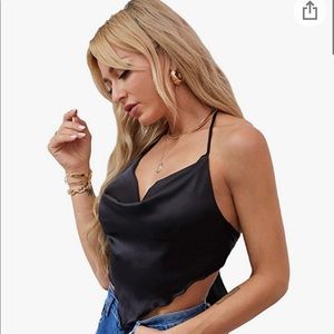 Triangle crop top with tie.